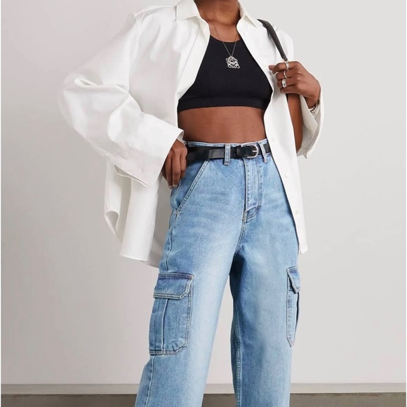 Frankie Shop's 'Kai' wide-leg, very in-style cargo jeans high waisted size XS - Picture 3 of 12